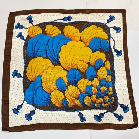 Vintage Print Square Scarf SZ 29.5x29 - Picture 1 of 11